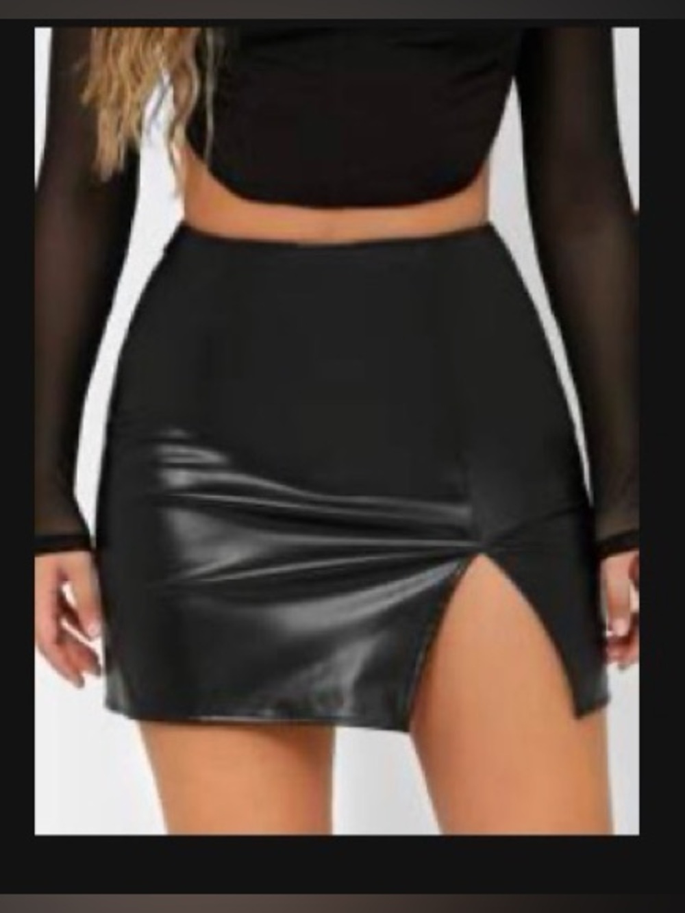 SHEIN Black High-Waist Split Bodycon Skirt